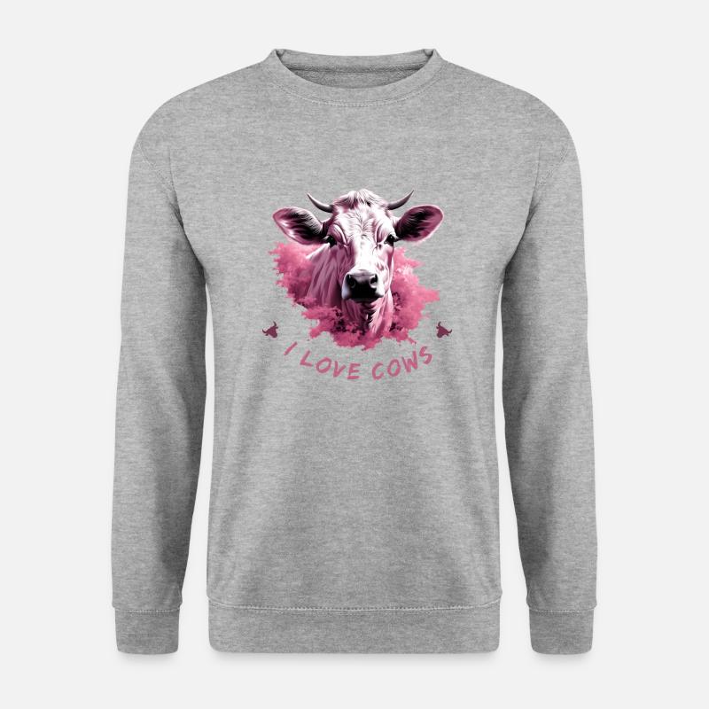 Ich liebe Kühe - Unisex Pullover - Weißgrau meliert