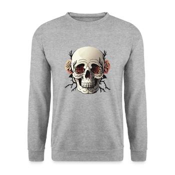 Halloween Skull - Unisex Sweatshirt - salt & pepper - Front - Alina (178cm) & Michal (187cm)