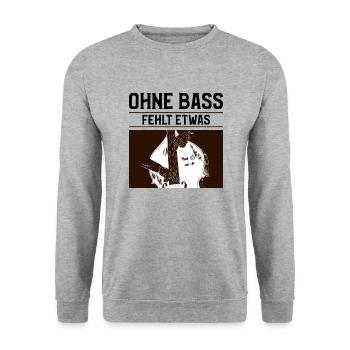 Ohne Bass - fehlt etwas (schwarz-weiss) - Unisex Pullover - Weißgrau meliert - Vorne - Alina (178cm) & Michal (187cm)