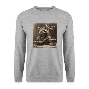 Waschbär / Tier / Foto / Wild / lustig / Räuber - Unisex Pullover - Weißgrau meliert - Vorne - Alina (178cm) & Michal (187cm)