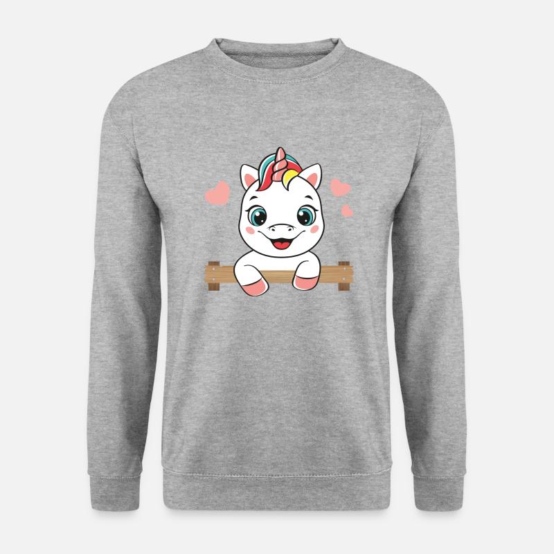 Fröhliches Einhorn - Unisex Pullover - Weißgrau meliert
