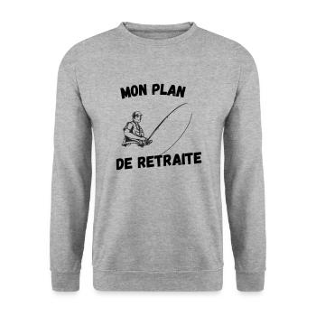 MON PLAN DE RETRAITE - Sweat-shirt Unisexe - gris chiné - Devant - Alina (178cm) & Michal (187cm)