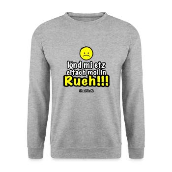 lönd mi etz eifach mol in Rueh > Vektor - Unisex Pullover - Weißgrau meliert - Vorne - Alina (178cm) & Michal (187cm)