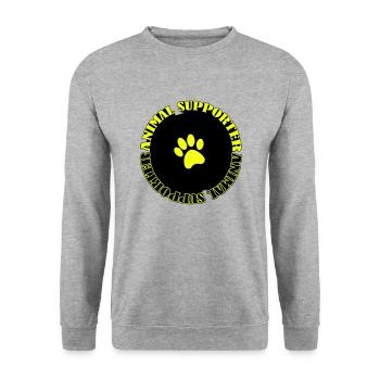 animal supporter - Unisex Pullover - Weißgrau meliert - Vorne - Alina (178cm) & Michal (187cm)
