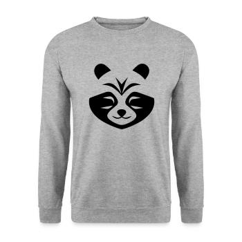 Panda-Kopf - Unisex Pullover - Weißgrau meliert - Vorne - Alina (178cm) & Michal (187cm)