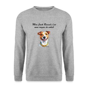 Jack Russel rayon de soleil - Sweat-shirt Unisexe - gris chiné - Devant - Alina (178cm) & Michal (187cm)