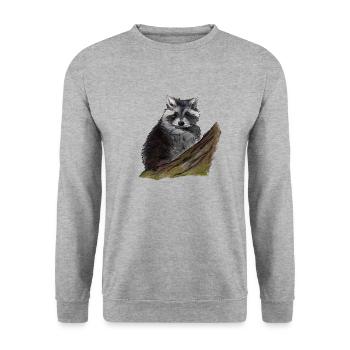 Waschbär - Unisex Pullover - Weißgrau meliert - Vorne - Alina (178cm) & Michal (187cm)