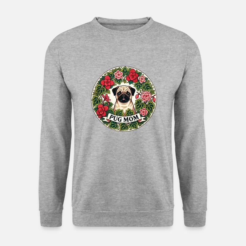 Mops-Mama - Unisex Pullover - Weißgrau meliert