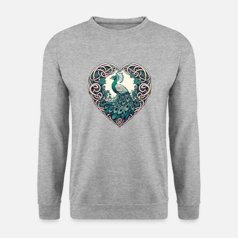 Pfauen-Liebhaber - Unisex Pullover - Weißgrau meliert