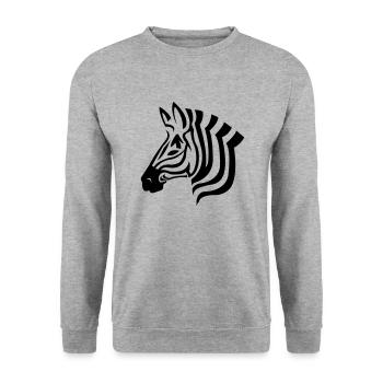 zebra - Unisex Pullover - Weißgrau meliert - Vorne - Alina (178cm) & Michal (187cm)