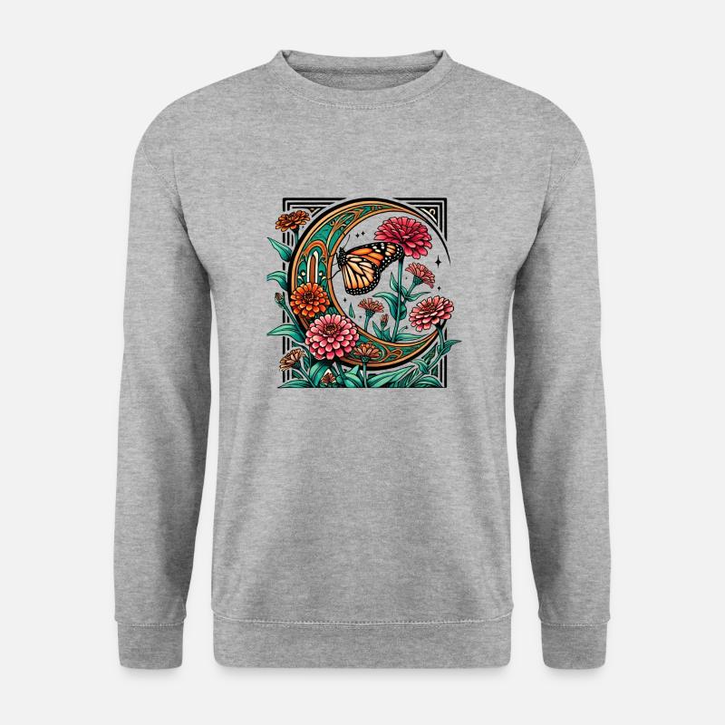 Monarchfalter - Unisex Pullover - Weißgrau meliert