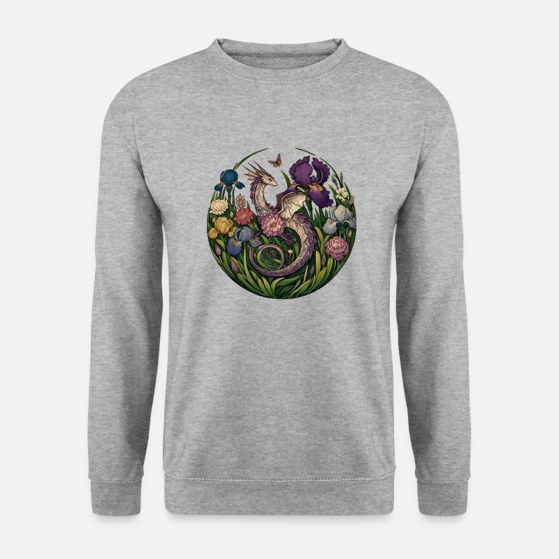 Drache - Unisex Pullover - Weißgrau meliert
