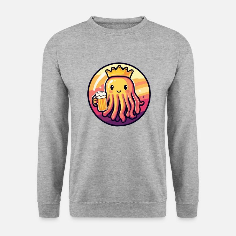 Qualle Bier Comic - Unisex Pullover - Weißgrau meliert