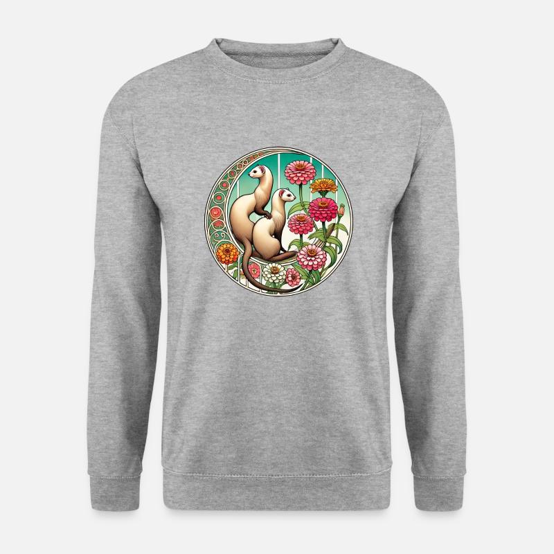 Frettchen - Unisex Pullover - Weißgrau meliert