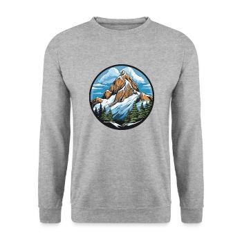 Berge Mountains Landschaft - Unisex Pullover - Weißgrau meliert - Vorne - Alina (178cm) & Michal (187cm)