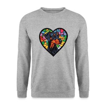 Doberman Dog Heart Dog Love - Unisex Sweatshirt - salt & pepper - Front - Alina (178cm) & Michal (187cm)