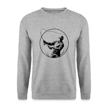 Fishing Man Silhouette - Unisex Sweatshirt - salt & pepper - Front - Alina (178cm) & Michal (187cm)