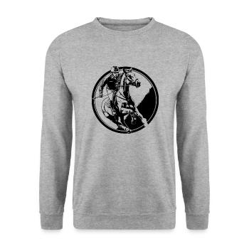 Équitation Cheval Homme Silhouette - Sweat-shirt Unisexe - gris chiné - Devant - Alina (178cm) & Michal (187cm)