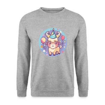 Bande dessinée d’anniversaire de chèvre de montagne - Sweat-shirt Unisexe - gris chiné - Devant - Alina (178cm) & Michal (187cm)
