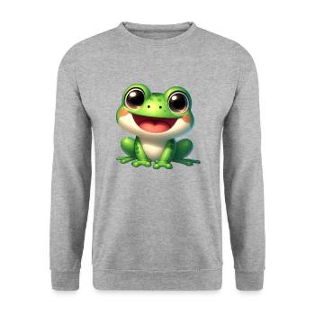 Frog / Frosch - Unisex Pullover - Weißgrau meliert - Vorne - Alina (178cm) & Michal (187cm)