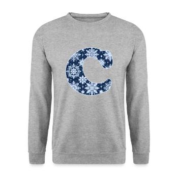 Lettre C Flocons de neige - Sweat-shirt Unisexe - gris chiné - Devant - Alina (178cm) & Michal (187cm)