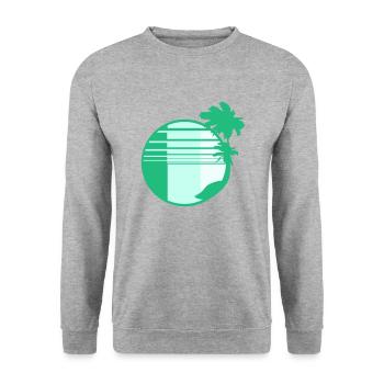 Palm Trees Island Trees Beach Strip Sea Travel Round - Unisex Sweatshirt - salt & pepper - Front - Alina (178cm) & Michal (187cm)