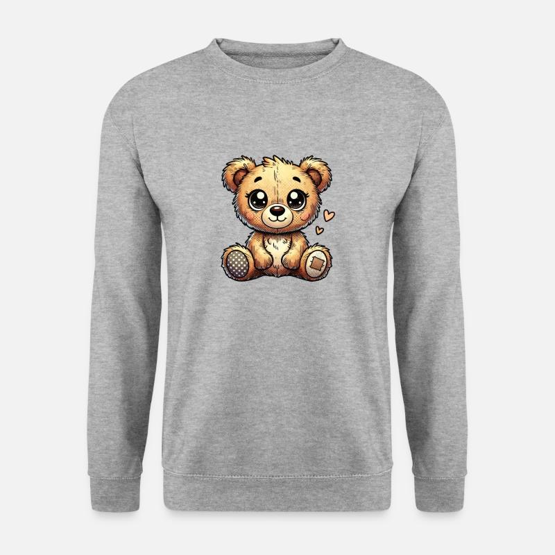 Teddybär - Unisex Pullover - Weißgrau meliert