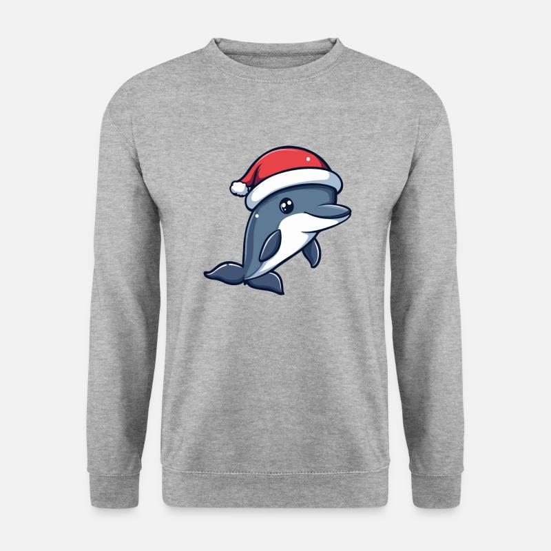 Delfin Weihnachten Niedlich - Unisex Pullover - Weißgrau meliert