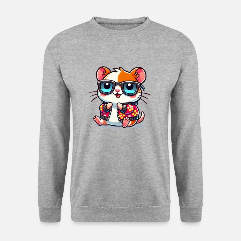 hamster comic cool - Unisex Pullover - Weißgrau meliert