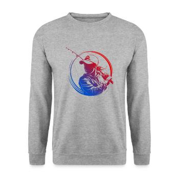 Fishing Silhouette Colorful - Unisex Sweatshirt - salt & pepper - Front - Alina (178cm) & Michal (187cm)