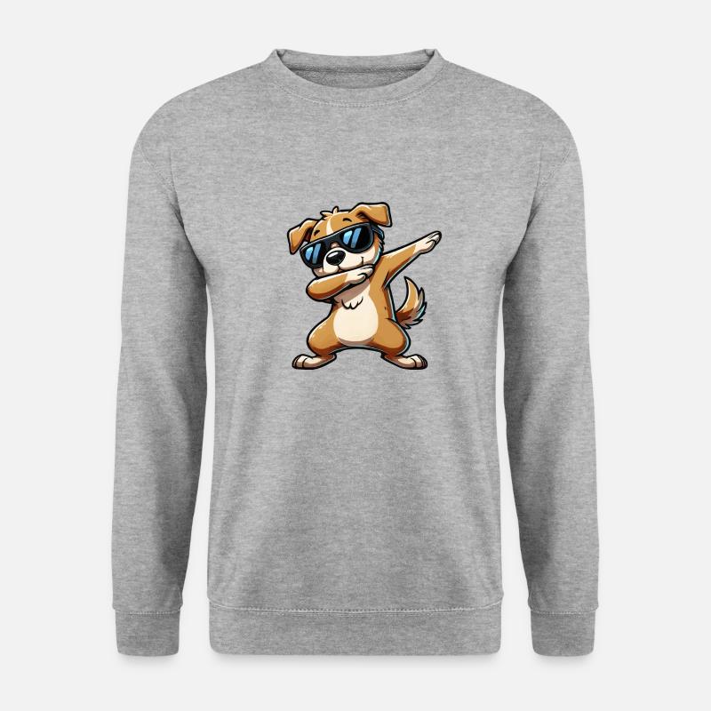 hund dabbing comic - Unisex Pullover - Weißgrau meliert
