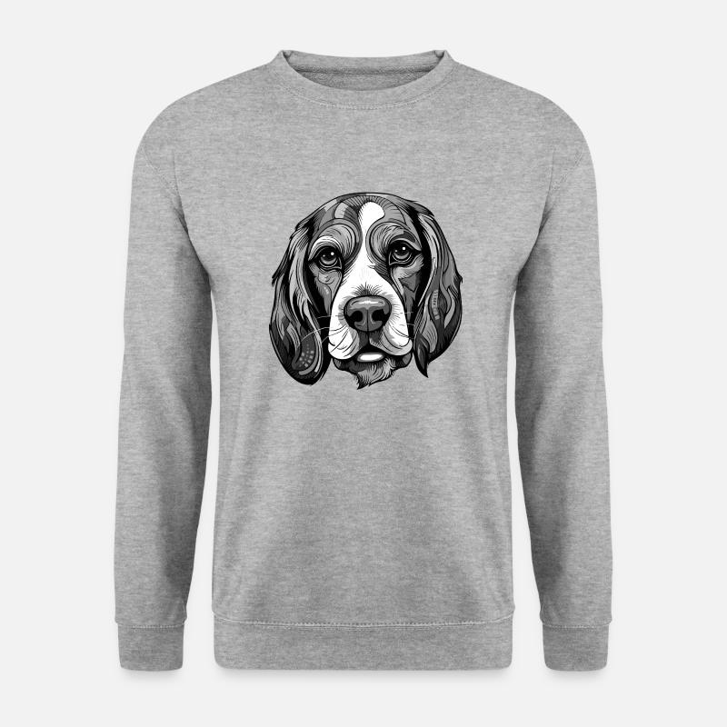 Beagle Hund Portrait - Unisex Pullover - Weißgrau meliert