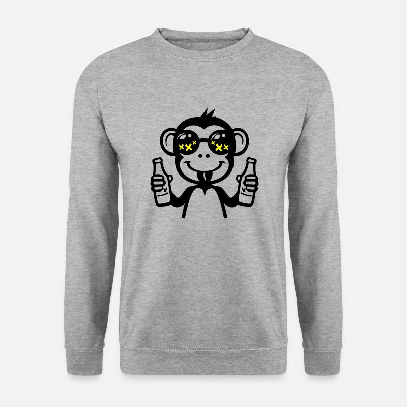 Monkey Drinking Funny Beer - Unisex Sweatshirt - salt & pepper