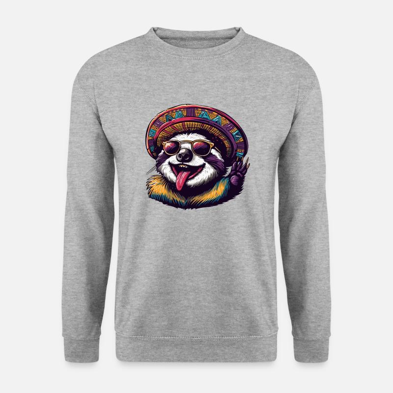 Faultier Lustig Sombrero - Unisex Pullover - Weißgrau meliert