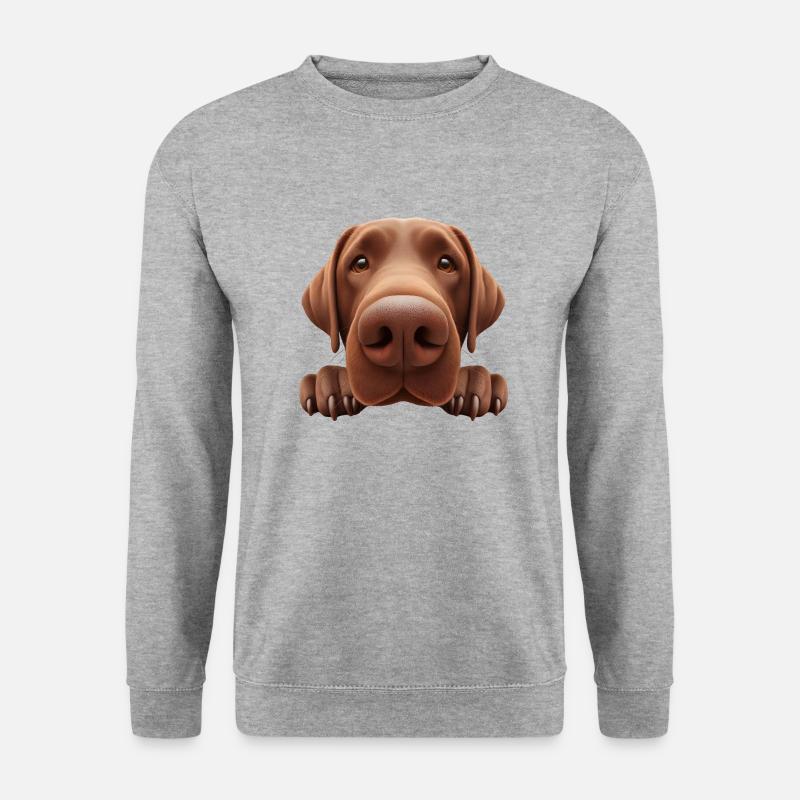 Hundekopf 3 braun - Unisex Pullover - Weißgrau meliert