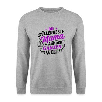 Beste Mama Spruch - Unisex Pullover - Weißgrau meliert - Vorne - Alina (178cm) & Michal (187cm)
