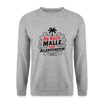 Ab Nach Malle Spruch - Unisex Pullover - Weißgrau meliert - Vorne - Alina (178cm) & Michal (187cm)