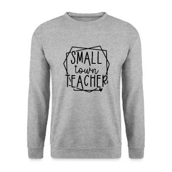 Small Town Teacher Heart Graphic for Educators - Unisex Sweatshirt - salt & pepper - Front - Alina (178cm) & Michal (187cm)