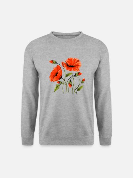 Blumen - Unisex Pullover - Weißgrau meliert