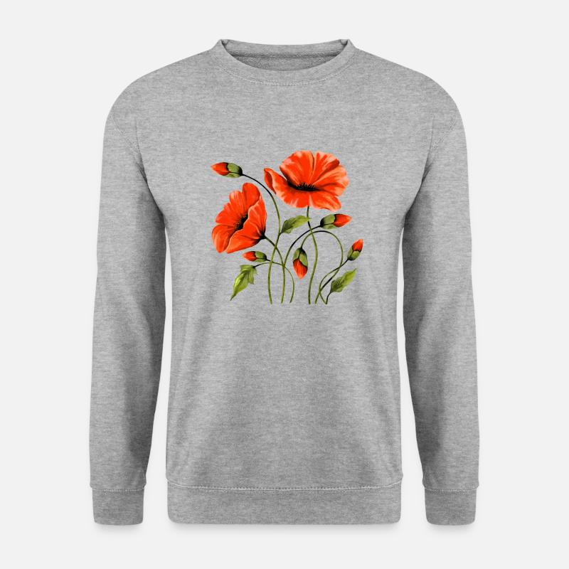 Blumen - Unisex Pullover - Weißgrau meliert