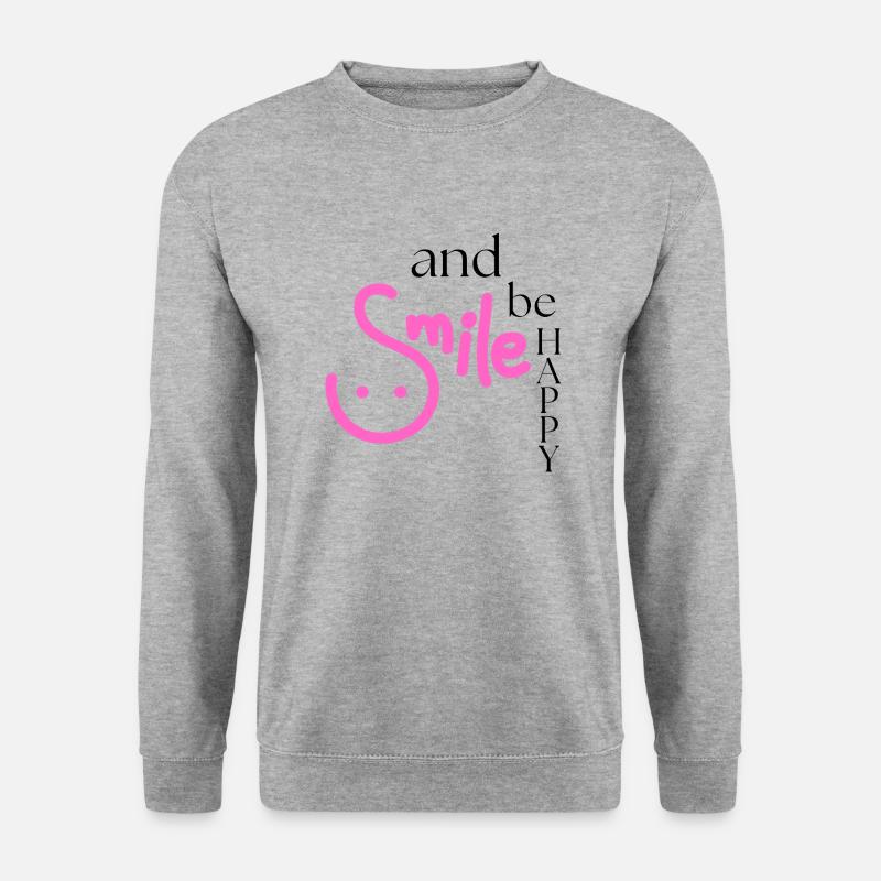 Smile and be happy - Unisex Pullover - Weißgrau meliert