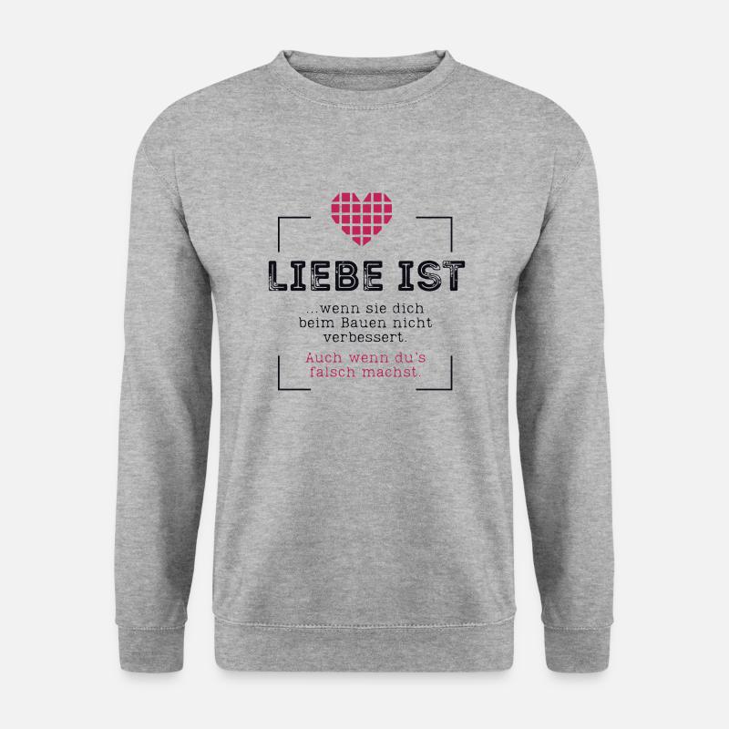 Klemmbausteine - Afols - Liebe ist - Unisex Pullover - Weißgrau meliert