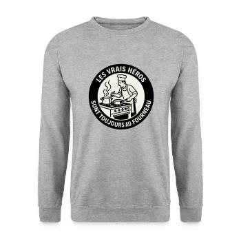 Fan de cuisine - Sweat-shirt Unisexe - gris chiné - Devant - Alina (178cm) & Michal (187cm)