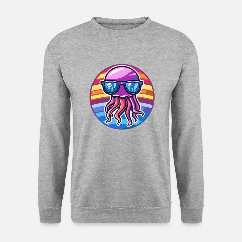 Qualle Cool Comic - Unisex Pullover - Weißgrau meliert