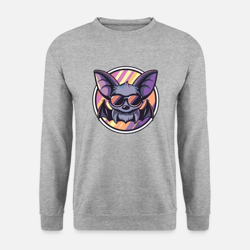 Fledermaus Cool Comic - Unisex Pullover - Weißgrau meliert