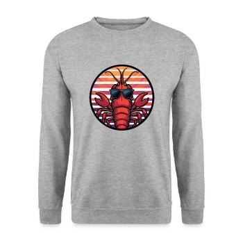 Hummer Krebs Cool Comic - Unisex Pullover - Weißgrau meliert - Vorne - Alina (178cm) & Michal (187cm)