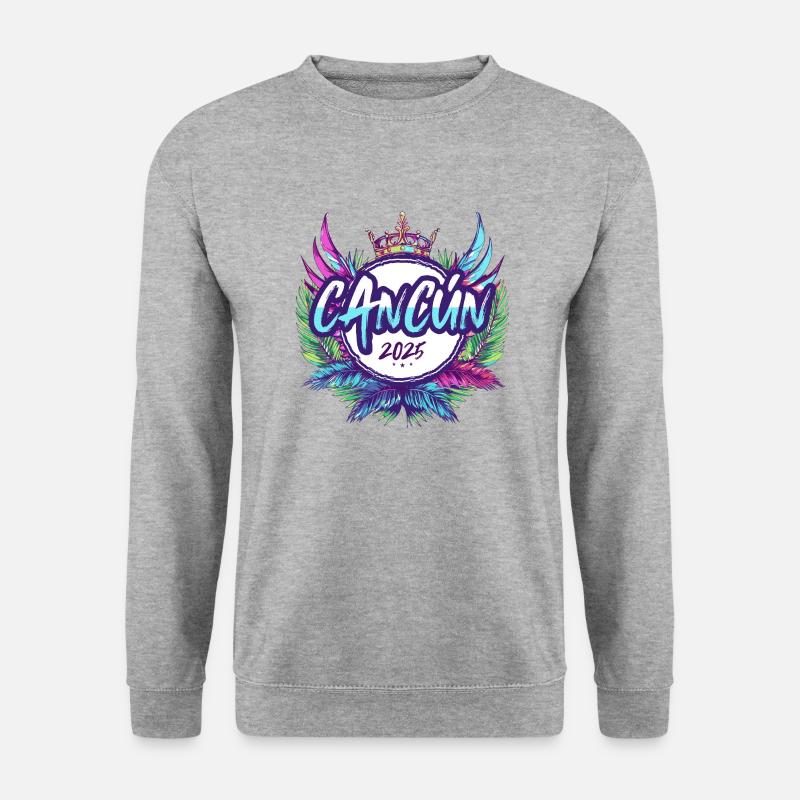 Cancun 2025 Bunt - Unisex Pullover - Weißgrau meliert