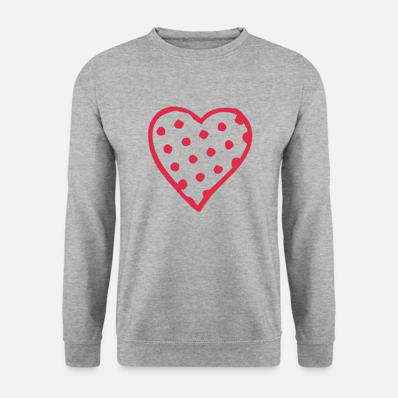 punktherz - Unisex Pullover - Weißgrau meliert