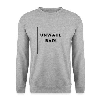 UNWÄHLBAR! - Unisex Pullover - Weißgrau meliert - Vorne - Alina (178cm) & Michal (187cm)