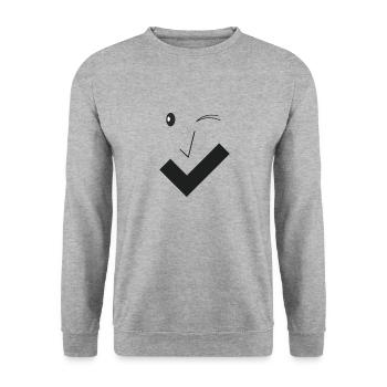 Feines Lächeln - Feines Gesicht B02. - Unisex Pullover - Weißgrau meliert - Vorne - Alina (178cm) & Michal (187cm)